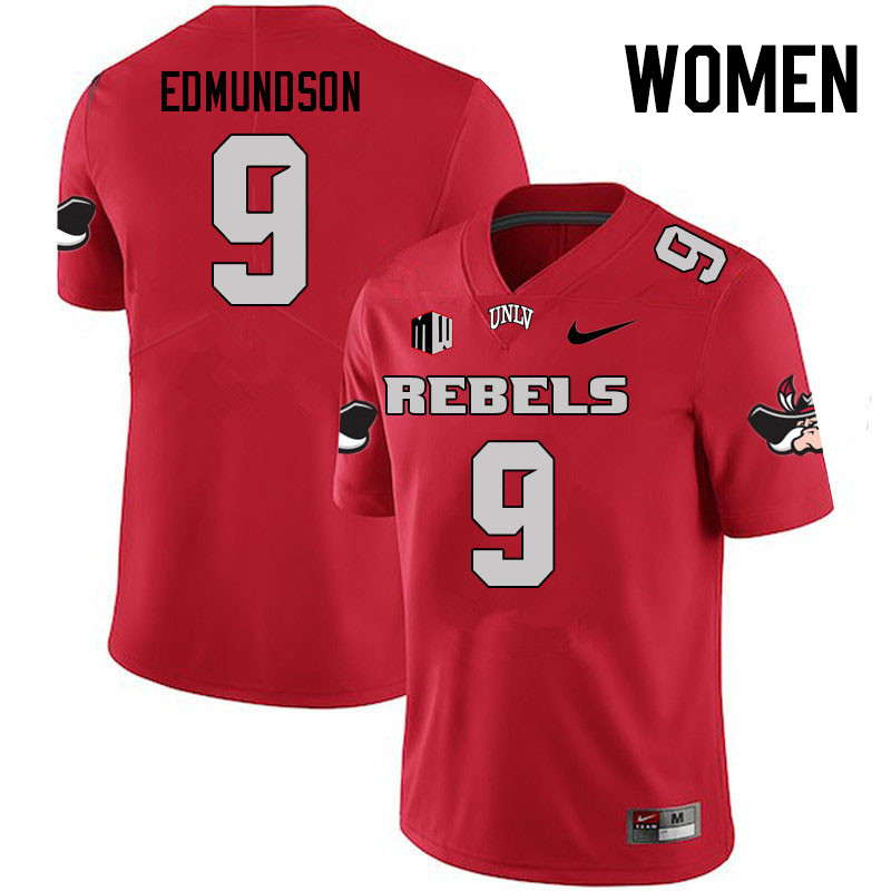 Women #9 Bo Edmundson UNLV Rebels College Football Jerseys Stitched Sale-Scarlet